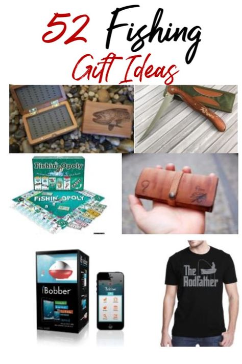 Finding fishing gift ideas can be hard if your fisherman already has everything. That's where these 52 fishing gifts come into play. They're perfect for any outdoors man (or woman!)! Fishing Gifts For Men Baskets, Fishing Gifts For Grandpa, Diy Fishing Gifts Homemade, Fishing Birthday Gift Ideas For Men, Gifts For Fisherman Christmas, Gifts For Fishing Lovers, Fisherman Gift Ideas, Fishing Gifts For Boyfriend, Fishing Gifts For Him