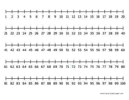 Numberline Printable Free 0-100, Number Lines Printable, Number Line Printable Free, Printable Number Line, Math Worksheets For Kids, Free Kindergarten Printables, Free Printable Paper, Free Printable Numbers, Counting To 100