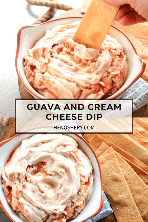 Puerto Rican Guava and Cream Cheese Dip | This Puerto Rican guava dip combines guava and cream cheese in a velvety, flavorful addition to your first course, cheese board, or potluck spread. Guava Dip, Guava And Cream Cheese, Guava Recipes, Sofrito Recipe, Dip Recipes Appetizers, Cream Cheese Dip, Boricua Recipes, Taco Recipe, Cream Cheese Dips