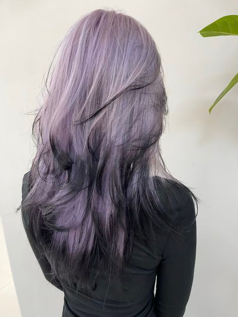 Lilac Hair, Lavender Hair, Purple Mullet Hair, Wolf Cut Long Hair Straight Unstyled, Purple Ash Hair, Purple Halo Hair, Light Purple Hair, Korean Hair Color, Dyed Hair Inspiration