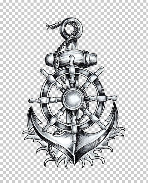 Ship Wheel Tattoo, Anker Tattoo Design, Anchor Png, Tato Ikan Koi, Wheel Tattoo, Anchor Tattoo Design, Anker Tattoo, Pirate Tattoo, Kunst Tattoos