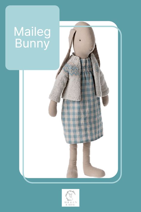 Brand new Maileg Bunny all ready for her forever home. Perfect Christmas gift this season. All her clothes come off and new outfits can be found here at the burrow. Sign up to our News letter for 10% off your first order and secrete discount codes throughout the year Maileg Rabbits, Maileg Bunny, Pretty Blue Dress, Maileg Dolls, Blue Gingham Dress, Maileg Mouse, Rabbit Collection, Rabbit Dolls, Snow Bunnies