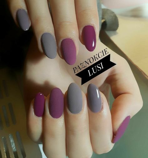 Purple And Grey Nails Gel, Grey And Purple Nails, Purple And Grey Nails, Simple Grey Nails, Purple Grey Nails, Simple Summer Nail Designs, Grey Nails, Summer Nail Designs, Nails Polish