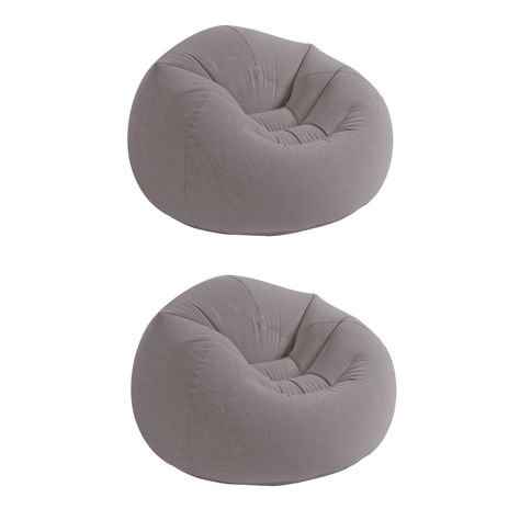 Chill out and relax on this good ole' 2 pack of Intex Inflatable Beanless Bag Chair. You are never too old for a classic, beanless bag chair. It inflates quickly and can be deflated easily when more space is needed. The beanless chair looks cool and is the most comfortable chair wherever you plop it down. It has a waterproof flocked top surface, a contoured seat for extra comfort, and a corduroy texture with a grey color that is complementary to your dorm room, bedroom, basement, or any room. Watch a movie, take a mid afternoon snooze in between classes, and have a handy extra seat for your friends Cozy and comfortable, we have a feeling you and this Intex Inflatable Beanless Bag Chair are going to get along just fine. (2 Pack) Most Comfortable Chair, Corduroy Texture, Large Bean Bag Chairs, Bedroom Basement, Large Bean Bags, Mid Afternoon, Never Too Old, Bag Chair, Patio Seating