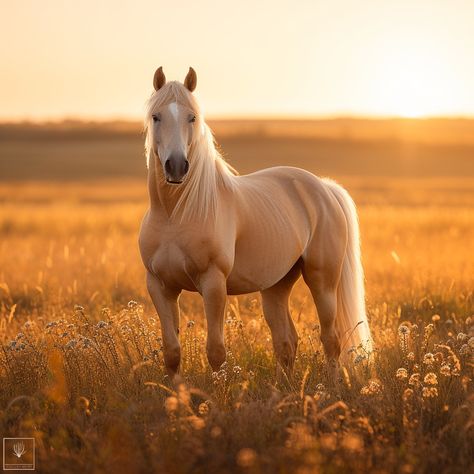 Majestic Golden Horse: A stunning white horse stands proudly in a golden field bathed in the warm sunset light. #horse #sunset #golden #majesty #equine #field #nature #beauty #aiart #aiphoto #stockcake https://ayr.app/l/F75W Golden Horse Aesthetic, Horse Reference Photos, Horse In Field, Horse Sunset, Horse Poses, Horse Photoshoot, Golden Field, Horse Showing, Fjord Horse