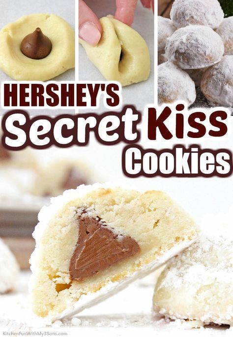 Hershey's Secret Kiss Cookies combine a wonderful cookie dough, with a little chocolate surprise in the center, that just melts in your mouth.