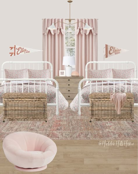 Monarch Hill Wren Metal Bed curated on LTK Shared Sisters Bedroom, Shared Girls Room Sisters, Twin Girls Bedroom, Sisters Shared Bedroom, Sisters Shared Room, Sisters Bedroom Ideas, Pink Toddler Rooms, Sibling Bedroom, Sisters Bedroom