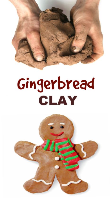 Make scented gingerbread ornaments with this simple gingerbread clay recipe Gingerbread Clay, Gingerbread Play Dough, Xmas Crafts Kids, Clay Recipe, Gingerbread Dough, Cinnamon Ornaments, How To Make Gingerbread, Gingerbread Diy, Arts And Crafts For Adults