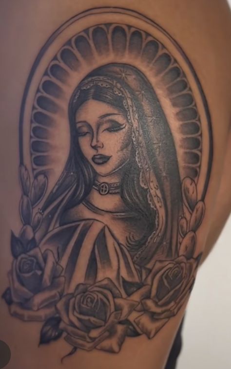 Virgen de Guadalupe Tattoo Sleeve Tattoos Virgin Mary, Girly Virgin Mary Tattoo, Our Lady Guadalupe Tattoo, Oldie Tattoos, Virgin Maria Tattoo, Virgin Mary Tattoo For Women Arm, Lady Guadalupe Tattoo, Virgin Of Guadalupe Tattoo, Virgen De Guadalupe Tattoo Ideas Women