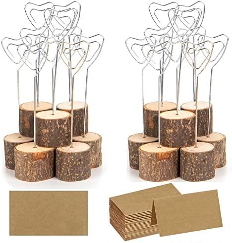 20 Pcs Rustic Wood Place Card Holders and 30PCS Kraft Place Cards, Wooden Table Number Holder Stand Photo Picture Note Clip Holders for Wedding Party Name Sign - Heart Shape : Amazon.co.uk: Home & Kitchen Wooden Place Card Holders, Wood Place Card Holders, Wedding Table Name Cards, Wedding Table Number Holders, Table Number Holder, Wood Table Numbers, Rustic Table Numbers, Table Number Stands, Wooden Table Numbers