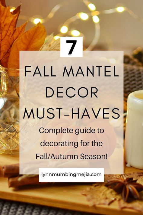 7 Fall and Autumn Mantel Decor Must-Have's! - Easy Steps to Decorate for Fall! - Lynn Mumbing Mejia Mantel With Tv Above, Fall Mantels Mantles Decor, Mantel Decorating Ideas Rustic, Mantel Halloween Decor, Mantel With Tv, Simple Fall Mantle Decor, Fall Mantle Decor With Tv, Mantle Fall Decor, Simple Fall Mantle