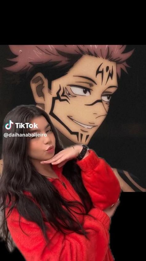 Sukuna Makeup Look Tutorial, Jjk Costume Ideas, Anime Costume Ideas Women, Jujutsu Kaisen Cosplay Female, Simple Anime Costume Ideas, Sukuna Makeup Tutorial, Anime Costume Ideas Halloween, Jjk Makeup Ideas, Masked Costume Ideas