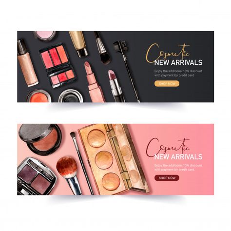 Makeup Banner Design, Makeup Banner, Eyeliner Highlighter, Banner Design Ideas, Shop Banner Design, Cosmetic Banner, Instagram Post Design, Youtube Banner Design, Cosmetics Banner