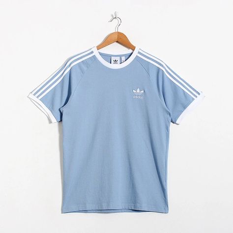 Adidas Originals 3-Stripes T-shirt - Ambient Sky – Urban Industry Adidas Vintage Jacket, Vintage Mens Fashion, Adidas T Shirt, Adidas Shirt, Men Fashion Casual Outfits, Vintage Adidas, Dream Clothes, Vintage Jacket, Striped Tee