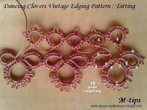 muskaan's T*I*P*S: Tatting Patterns & Designs Tatting Bracelet, Tatting Patterns Free, Needle Tatting Patterns, Shuttle Tatting Patterns, Tatting Tutorial, Tatting Jewelry, Needle Crafts, Needle Tatting, Tatting Lace