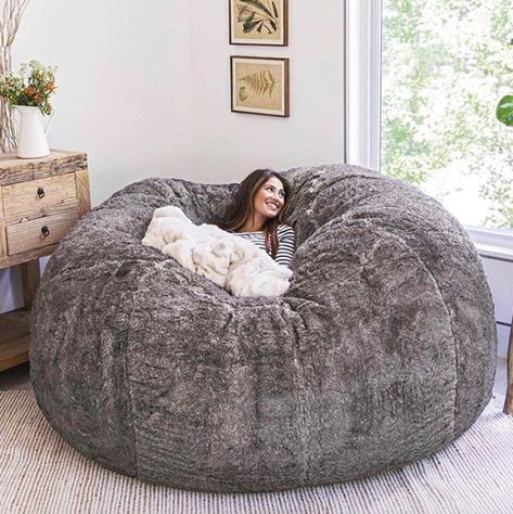 Caine Husky, Yellow Accent Walls, Fur Bean Bag, Hangout Room, Bean Bag Living Room, Giant Bean Bags, Dekorasi Kamar Tidur, Bean Bag Sofa, Cozy Room Decor