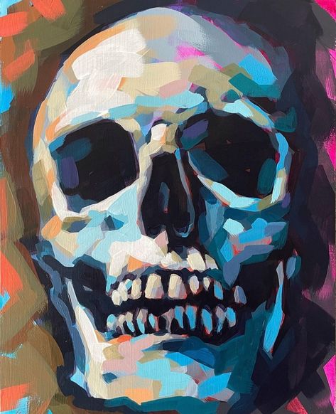 Ali Kay, Impressionist Artists, Skull Painting, Halloween Painting, A Level Art, Art Workshop, Gouache Painting, Skull Art, Art Classes