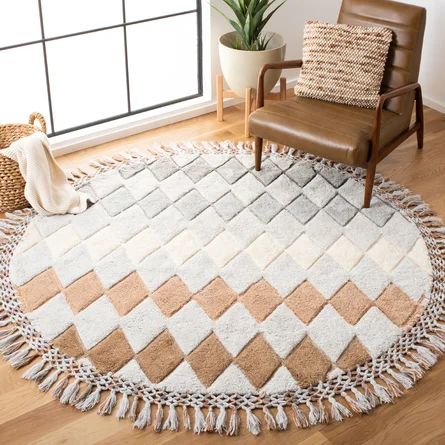 Millwood Pines Gile Geometric Handmade Tufted Gray/Charcoal Area Rug | Wayfair Mexican Hacienda, Charcoal Rug, Stylish Rugs, Shag Area Rug, Cotton Wool, White Area Rug, Geometric Rug, Online Home Decor Stores, Decoration Design