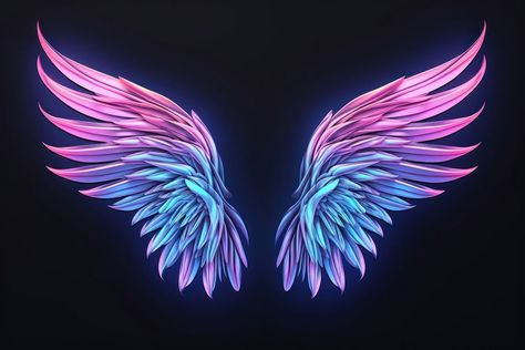 Pattern wing neon illuminated. AI generated Image by rawpixel. | premium image by rawpixel.com / Sasi Neon Wings, Creative Logo Design Art, Neon Accessories, Location Icon, Blog Banner, Wings Art, Logo Design Art, Logo Gallery, Creative Logo