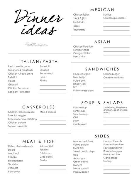 Dinner idea list - Italian, casserole, meat, fish, mexican, asian, sandwiches, soup, sandwich, soup, salad meals Dinner Idea List, Ideas Para La Cena, Meal Planning Menus, Chicken Alfredo Pasta, Mexican Dinner, Family Meal Planning, Dinner Idea, Menu Planning, Yummy Foods