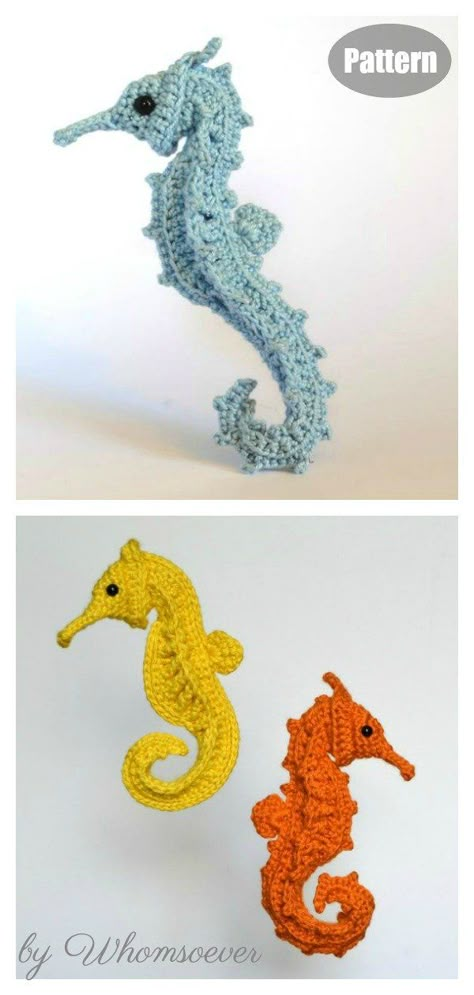 Amigurumi Seahorse Crochet Pattern #crochetpattern #seahorsefreepattern #Amigurumifreepattern Crochet Seashell Applique, Amigurumi Seahorse, Crochet Seahorse, Crochet Aquarium, Seahorse Crochet, Crochet Ocean Animals, Crochet Fish Patterns, Reef Pattern, Crochet Sea Creatures