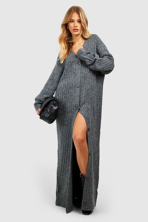 Soft Wide Rib Maxi Cardigan Sweater Dress And Boots, Cardigan Collection, Cosy Cardigan, Cardigan Dress, Women's Cardigans, Maxi Cardigan, Ribbed Sweater Dress, Sequin Sweater, Chunky Cardigan