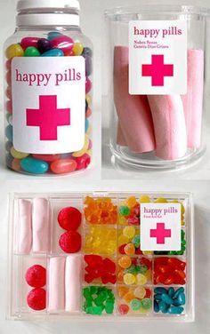 Favorite Gifts, Candy Packaging, Ge Bort, Pill Bottles, Happy Pills, Jar Labels, Colorful Candy, Sugar Rush, Sweet Candy