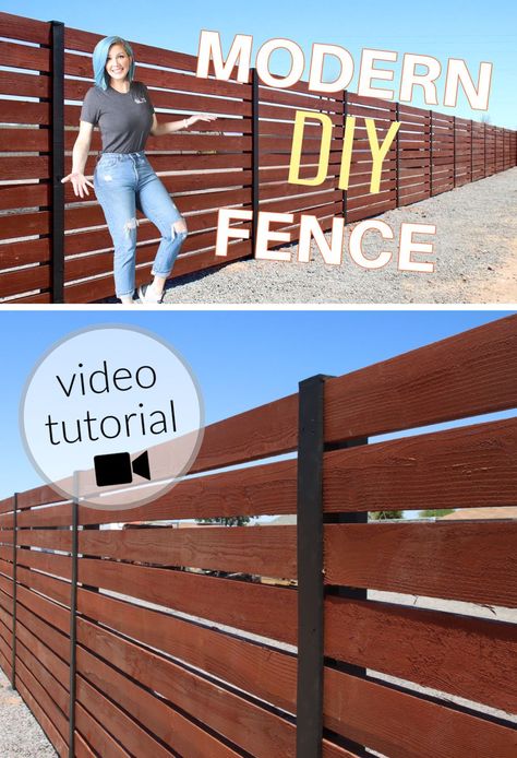 Diy Horizontal Fence, Modern Horizontal Fence, Horizontal Wood Fence, Modern Wood Fence, Slat Fence, Horizontal Slat Fence, Diy Backyard Fence, Diy Privacy Fence, Wood Privacy Fence