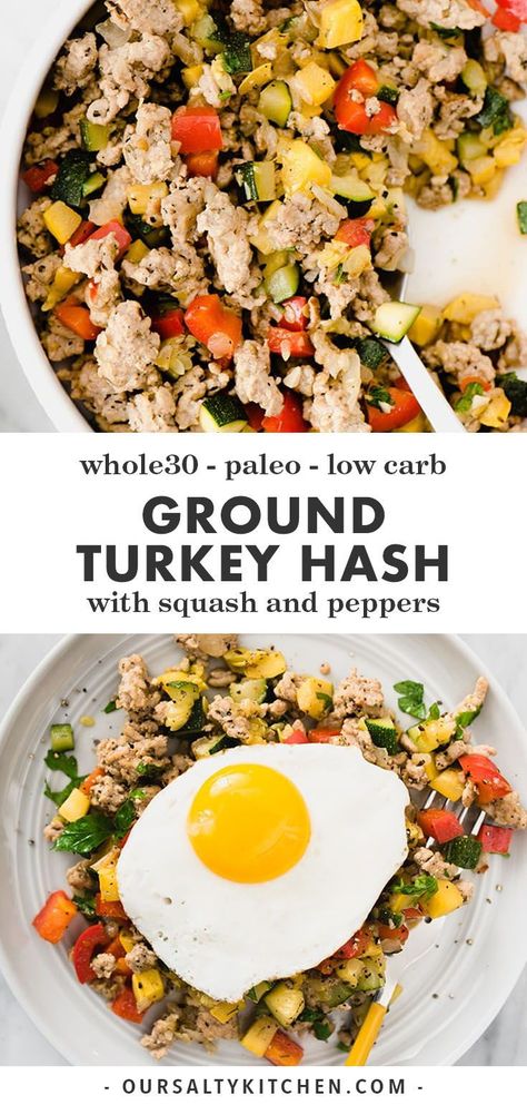 Low Carb Ground Turkey, Turkey Hash, Ground Turkey Recipes Easy, Whole30 Breakfast, Ground Turkey Recipes Healthy, Healthy Ground Turkey, Turkey Breakfast, Hash Recipe, Whole 30 Breakfast