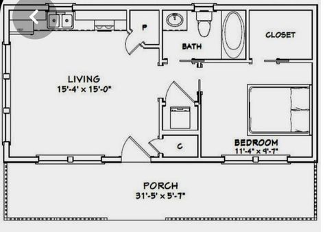 Guest House Plans, One Bedroom House, 1 Bedroom House, Pool House Plans, Cabin Floor Plans, Small House Floor Plans, Apartment Floor Plans, Tiny House Floor Plans, Casa Container