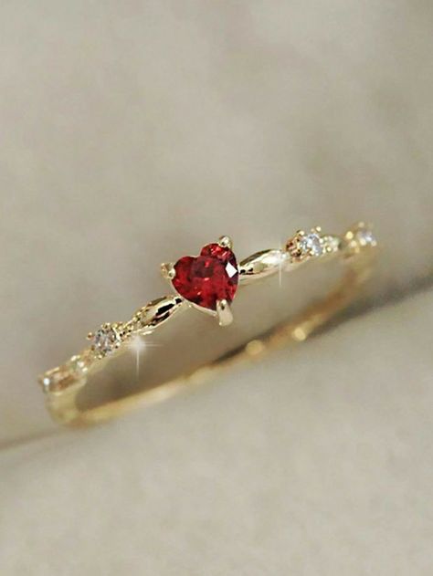 Gold Jewelry With Diamonds, Cute Rings For Women, Red Rings Engagement, Rings For Prom, Simple Rings Gold, Rings Gold Aesthetic, Weird Engagement Rings, Christmas Accessories Jewelry, Rings Gold For Women