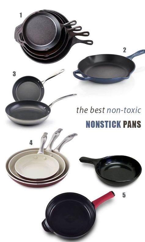 The Best Non-Toxic Nonstick Pans + Cookware | Feed Me Phoebe Cooking Pans Types Of, Non Toxic Pots And Pans, Non Toxic Pans, Best Non Stick Frying Pan, Best Pans For Cooking, Best Pots And Pans, Ceramic Pan, Nonstick Pans, Non Toxic Cookware