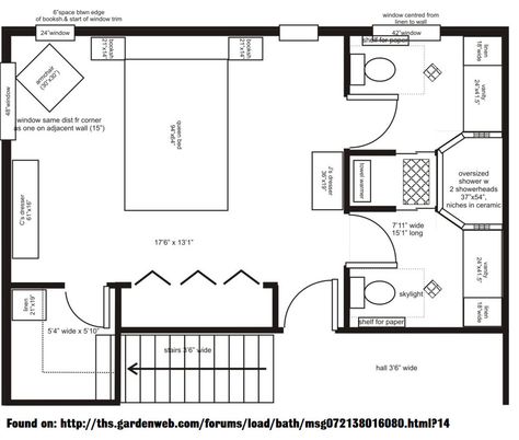 Dual Entry Shower Walk In, His And Hers Bathroom Master Baths, Ensuite Layout, Bedroom Layout Design, His And Hers Bathroom, Bedroom Addition, Bedroom Furniture Layout, Beautiful Bedrooms Master, Bathroom Layouts