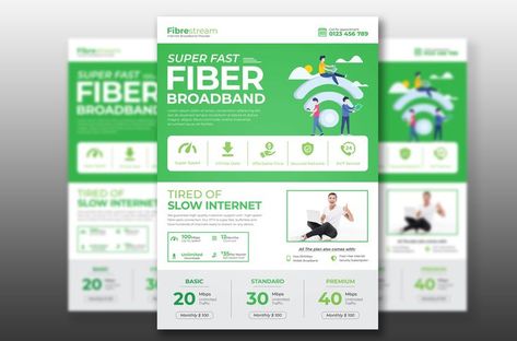 Super Fast Fiber Broadband Marketing Flyer Template perfect for promoting an Internet Service Provider offering internet broadband package or services. Brosur Design Promotion, Fiber Internet, Graphic Shapes Design, Internet Packages, Internet Advertising, Slow Internet, Tech Hacks, Leaflet Design, Promotional Flyers