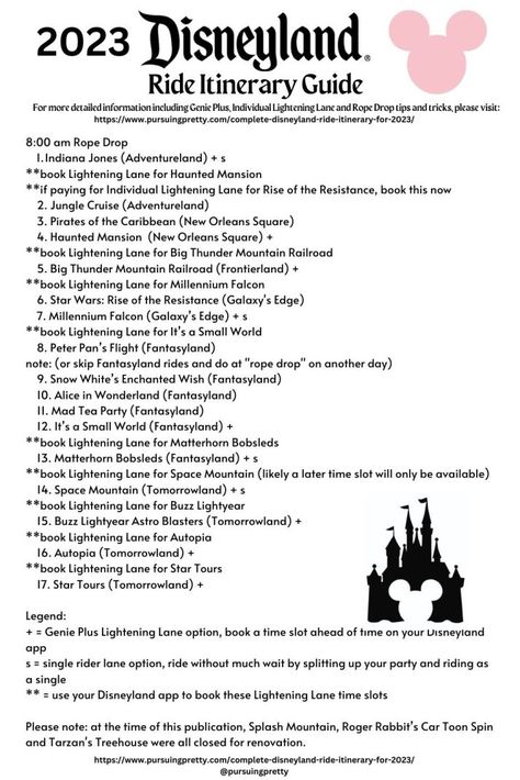 Disneyland Ride Guide for 2023. Disneyland Timetable for using Genie Plus and Lightening Lane! Disneyland tips and tricks 2023. Disneyland attractions guide. Disneyland Park Map 2023, Disneyland Ride Itinerary, Disneyland California Tips 2023, Best Disneyland Itinerary, How To Plan A Trip To Disneyland, List Of Disneyland Rides 2023, Best Disneyland Rides, Disneyland One Day Itinerary, Disneyland Map 2023