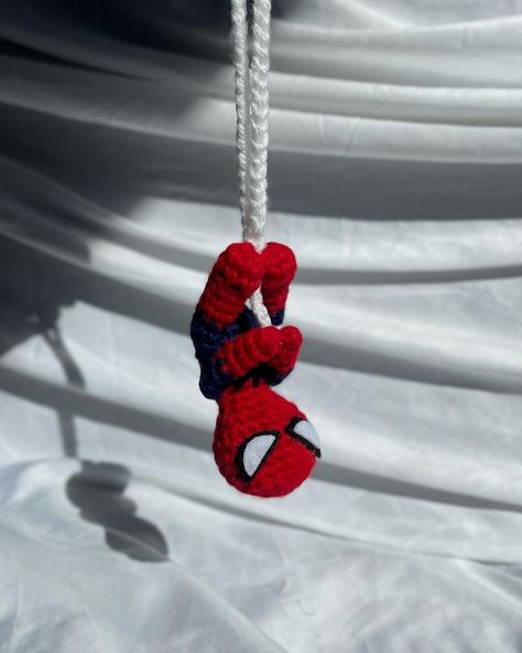 crochet hanging spider-man 🕸️❤️ available soon! 🕷️ pattern: Patoys on YouTube 🤍 #crochet #spiderman #crochetkeychain | Instagram Spider Man Crochet Pattern, Spider Man Crochet, Crochet Spiderman, Spiderman Crochet, Hanging Spider, Crochet Hanging, Crochet Backpack, Crochet Keychain, Crochet Ideas