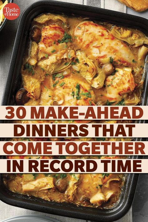 30 Make-Ahead Dinners That Come Together in Record Time Essen, Easy Dinner Party, Freezer Friendly Meals, Freezable Meals, Sunday Dinner Recipes, Dinner Party Recipes, Fast Dinners, Dinner Casseroles, Movie Marathon