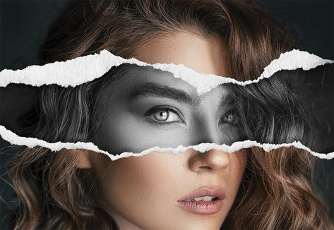 Video Tutorial: Torn Paper Collage Effect in Photoshop Paper Tear Effect, Tears Photography, Photoshop Mask, Learn Photoshop, Photoshop Design Ideas, Yearbook Covers, Beauty Images, Photoshop Effects, Music Artwork