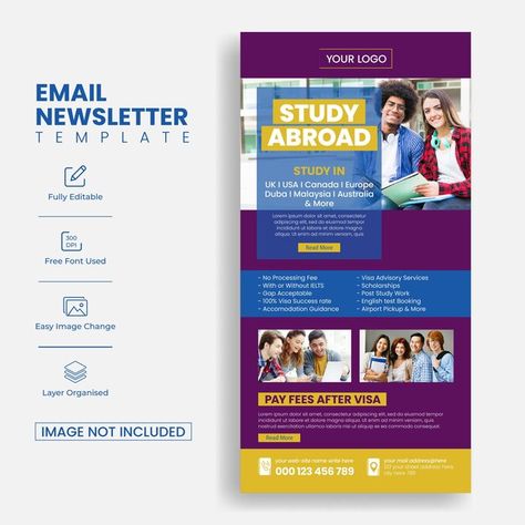 Education email newsletter template for ... | Premium Vector #Freepik #vector #university #study #information #news Email Newsletter Design, University Newsletter, Website Landing Page, Newspaper Template, Email Newsletter Template, English Test, Newsletter Template, E Learning, Success Rate