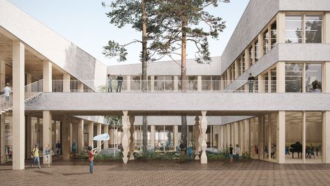 Lamminrahka School - AOR Architects Elementary School Architecture, Collective Housing, Urban Design Concept, Hospital Design, Layout Architecture, Social Housing, Architecture Design Concept, Architecture Rendering, Pine Forest