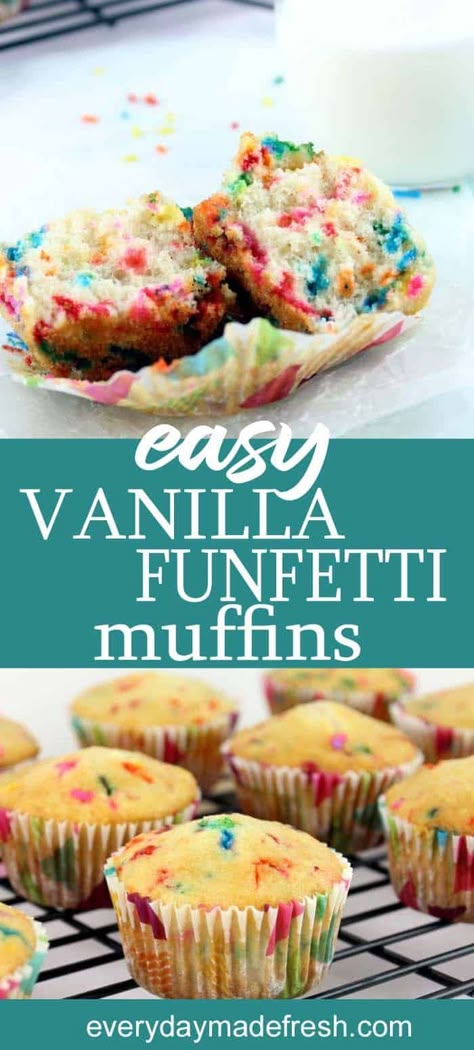 Homemade Funfetti Mini Muffins, Muffins With Sprinkles, Mini Sprinkle Muffins, Confetti Muffin Recipe, Healthy Funfetti Muffins, Confetti Mini Muffins, Birthday Cake Mini Muffins, Healthy Confetti Muffins, Funfetti Mini Muffins