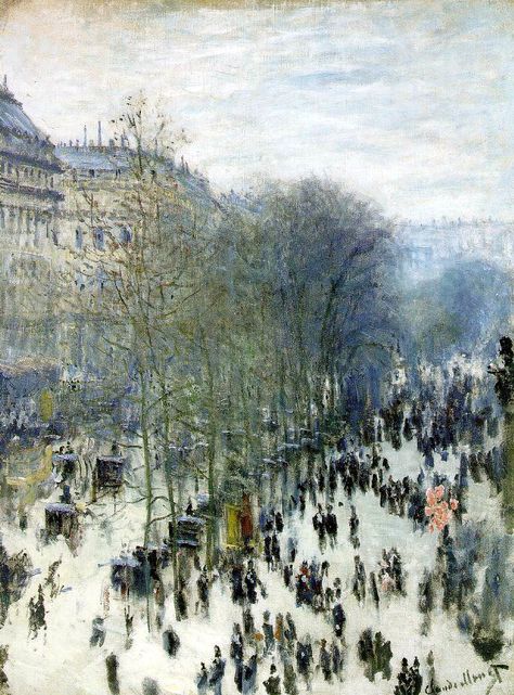 "Boulevard des Capucines"  --  1873-74  --  Claude Monet  --  French  --  Oil on canvas  --  Nelson-Atkins Museum of Art Boulevard Des Capucines, Artist Monet, Istoria Artei, Claude Monet Paintings, Plein Air Landscape, Monet Art, Monet Paintings, Soyut Sanat Tabloları, Hur Man Målar