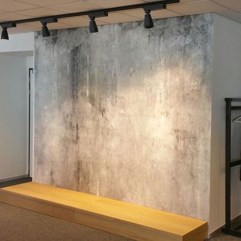 Concrete Interior Wall, Concrete Walls Interior, Faux Concrete Wall, Surround Fireplace, Weathered Concrete, Teal Bedroom Decor, Concrete Interiors, Wall Painting Techniques, Concrete Wallpaper