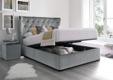 Bed Frames Uk, Storage Bed Frame, Grey Ottoman, Ottoman Storage Bed, Bed Design Modern, Ottoman Storage, Bed Frame With Storage, Ottoman Bed, Bedroom Refresh