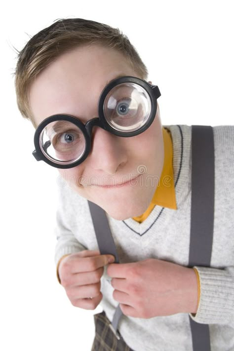 Be gentle... Shy nerd in funny glasses. Smiling and looking at camera. Holding h , #affiliate, #glasses, #Smiling, #camera, #funny, #gentle #ad Nerd Stock Photo, Big Glasses Drawing, Nerd Stock Image, Holding Glasses Reference, Looking Up At Camera Reference, Nerd Reference, Smiling Reference, Nerd With Glasses, Funny Glasses Pictures