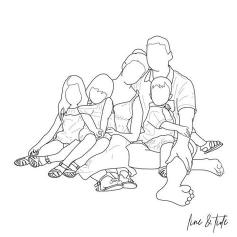 Outline Art Family, Family Sketch Simple, Family Outline Drawing, Cute Family Drawing, Family Drawing Ideas, Family Art Drawing, One Line Drawing Family, Line Portrait Drawing, Family Outline