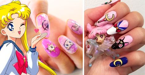 Las chicas amantes de Sailor Moon no tienen suficiente cuando se trata de regalos, ropa y accesorios inspirados en Serena y su entrañable serie de manga de 1992. Lo hemos dicho antes y lo repetimos convencidas: si no es con detallitos de Sailor Scout, ¿cómo más se consiente a una fan de esta serie? Uñas Sailor Moon, Anime Inspired Nails, Sailor Nails, Sailor Moon Jewelry, Sailor Moon Nails, Sailor Moon Fashion, Magical Girl Aesthetic, Moon Nails, Anime Nails