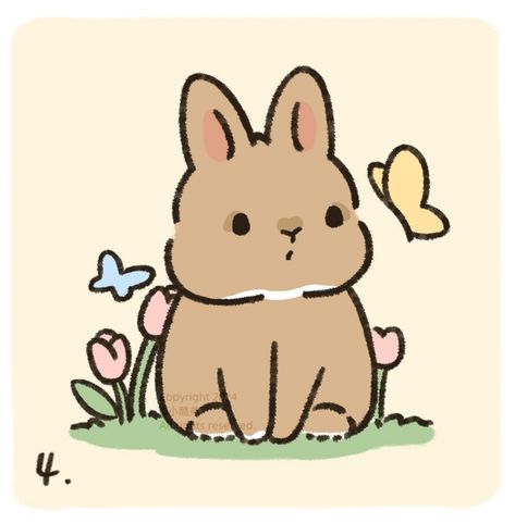 Cute Doodles Bunny, How To Draw Cute Bunny, Cute Rabbit Drawing Kawaii, Two Bunnies Drawing, Cute Illustrations Doodles, Bunny Drawing Aesthetic, Cute Bunny Drawing Kawaii, Simple Rabbit Drawing, Bunny Cartoon Drawing