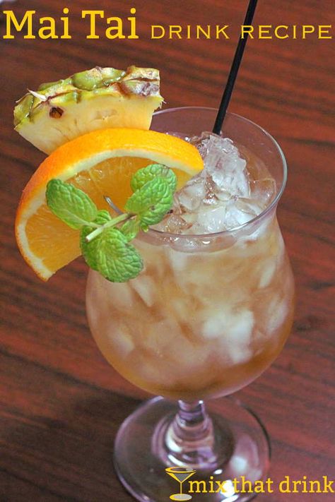 The Mai Tai drink recipe is a fruity classic, featuring rum, lime and grapefruit juice. It has several variations, and they're all delicious. | #cocktails #recipes Mai Tai Drink Recipe, Mai Tai Drink, Fresh Drink Recipes, Mai Tai Recipe, Mix Drinks, Bar Display, Classic Cocktail Recipes, Cocktails Recipes, Rum Drinks