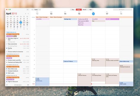 The prettiest and cleanest calendar app for mac! and iphone.  apple calendar alternative Fantastical full window Mac Calendar Organization, Apple Calendar Aesthetic, Apple Calendar Organization, Best Calendar App, Iphone Calendar, Organize Apps On Iphone, Apps For Mac, Apple Calendar, Computer Hacks